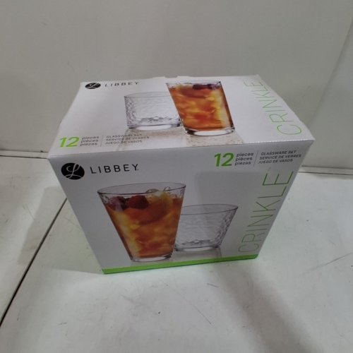 12PK LIBBEY CRINKLE GLASSWARE SET - 16.2 OZ/13 OZ - CLEAR (MODEL: 917CD) image 5