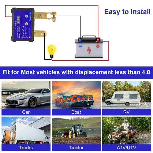 STANEW REMOTE CONTROL BATTERY DISCONNECT KILL SWITCH, UNIVERSAL ANTI-THEF DEVICE FOR CARS, TRUCKS, RV'S, ATV'S, BOATS & MORE (MODEL: ST-C351T) image 2