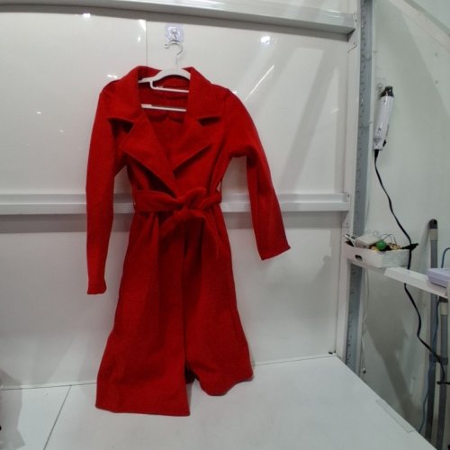 WOMEN'S BELT-TIED JACKET - SIZE 2 - RED image 3