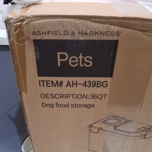 ASHFIELD & HARKNESS AIRTIGHT PET FOOD STORAGE CONTAINER - 30LBS CAP - GREY/WHITE image 2