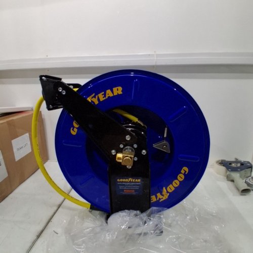 GOODYEAR RETRACTABLE AIR HOSE REEL- 3/8" X 50FT - MAX 300 PSI - BLUE\YELLOW image 2
