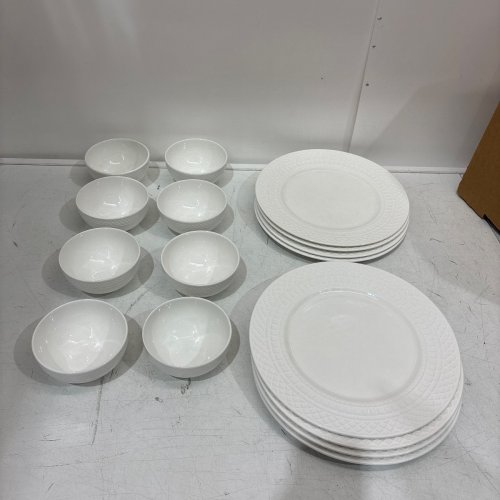 16PC MIKASA LOUIS BONE CHINA DINNERWARE SET, 8 appetizer BOWLS, 8 SALAD PLATES - WHITE (MODEL: 1775288) image 2