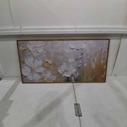 HPNIUB LARGE FRAMED FLOWER WALL ART - 20" X 40" - WHITE/BROWN image 2