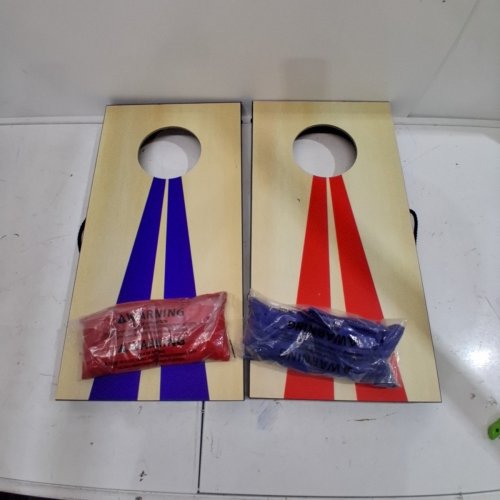 GOSPORTS PORTABLE SIZE CORNHOLE GAME SET WITH 6 BEAN BAG - 2FT X 1FT - WOOD/BLUE/RED (MODEL : CH-03-MDF-WOOD) image 2