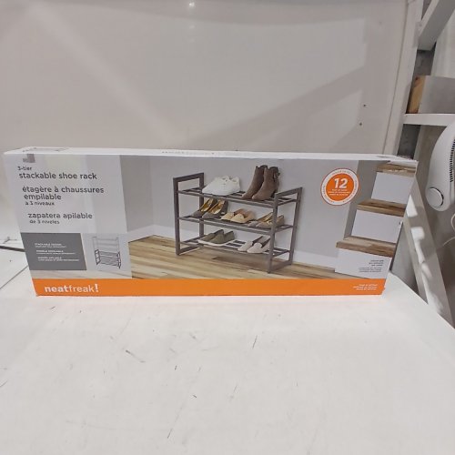 NEATFREAK! 3-TIER STACKABLE METAL SHOE RACK - 30.25" - DARK GREY (MODEL:1886523) image 4