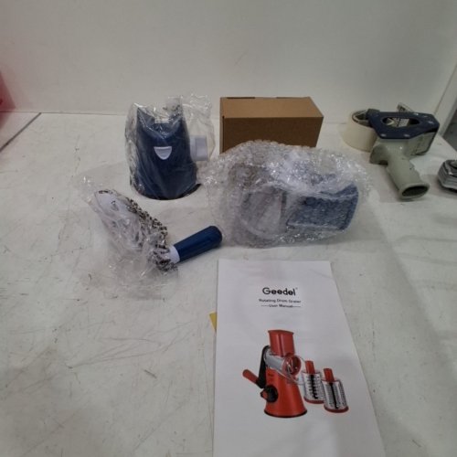 GEEDEL 3-IN-1 ROTARY CHEESE GRATER WITH INTERCHANGEABLE BLADES - BLUE image 2