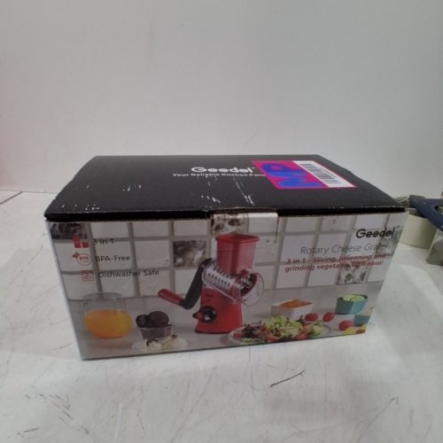 GEEDEL 3-IN-1 ROTARY CHEESE GRATER WITH INTERCHANGEABLE BLADES - BLUE image 3
