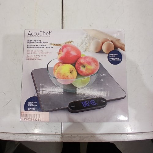 ACCUCHEF HIGH CAPACITY DIGITAL KITCHEN SCALE WITH WIDE PLATFORM - 33LB CAPACT (MODEL#: 2345) image 2