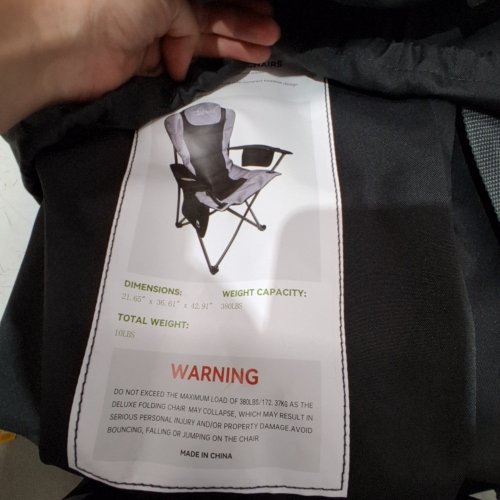 SEAZUL FOLDING CAMPING CHAIR - 380LBS MAX - GREY/BLACK (MODEL: 86014) image 2