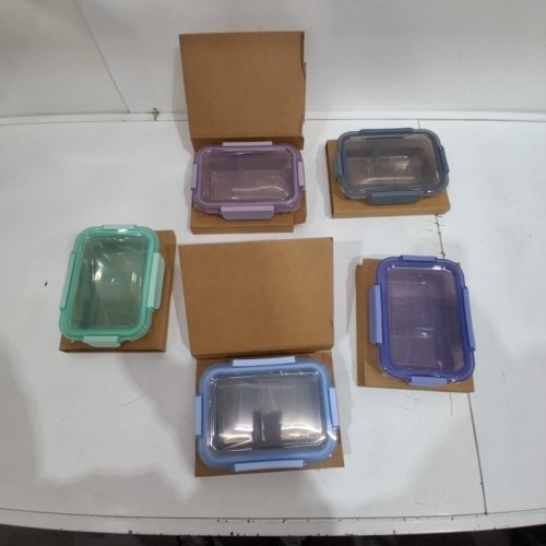 10PC ELLO COLOUR LOCK DIVIDED GLASS MEAL PREP SET - 800ML - MULTICOLOUR (MODEL: 1901809) image 2