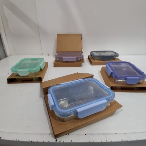 10PC ELLO COLOUR LOCK DIVIDED GLASS MEAL PREP SET - 800ML - MULTICOLOUR (MODEL: 1901809) image 3