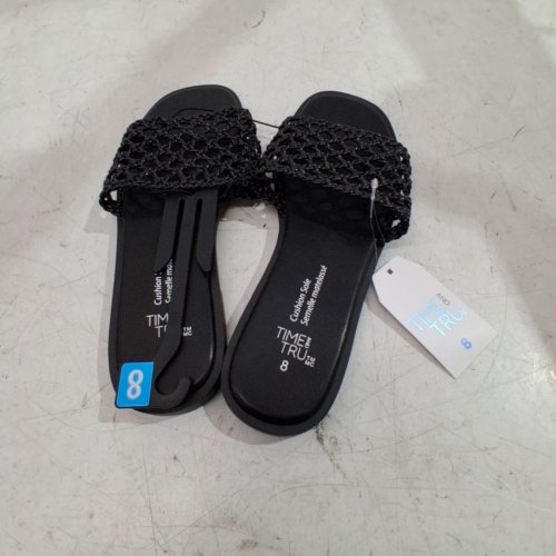 WOMEN'S TIME AND TRU WOVEN SLIDE SANDALS - SIZE 8 - BLACK (ITEM: 29WOVENM26) image 3