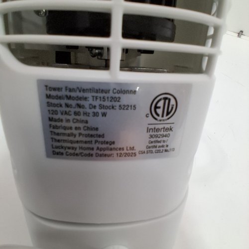 MAINSTAYS SHORT OSCILLATING TOWER FAN WITH 2 SPEEDS AND TIMER SETTINGS - 15" - WHITE (MODEL: TF151202) image 4