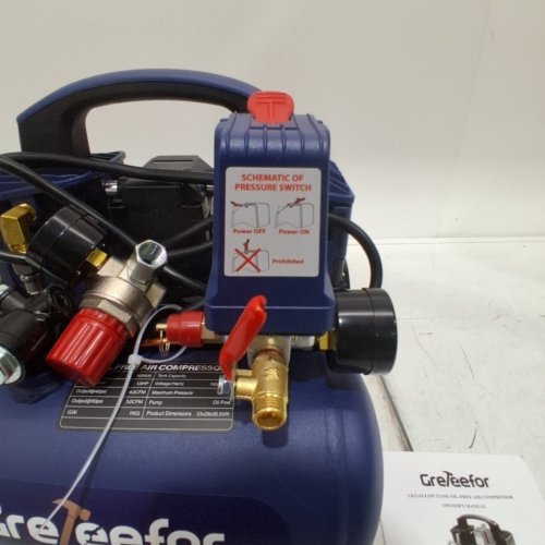 GRETEEFOR PORTABLE ULTRA QUIET OIL-FREE AIR COMPRESSOR - 110V, 1GAL CAP - BLUE (MODEL-NS1015) image 3