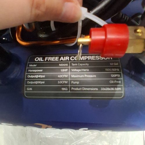 GRETEEFOR PORTABLE ULTRA QUIET OIL-FREE AIR COMPRESSOR - 110V, 1GAL CAP - BLUE (MODEL-NS1015) image 5