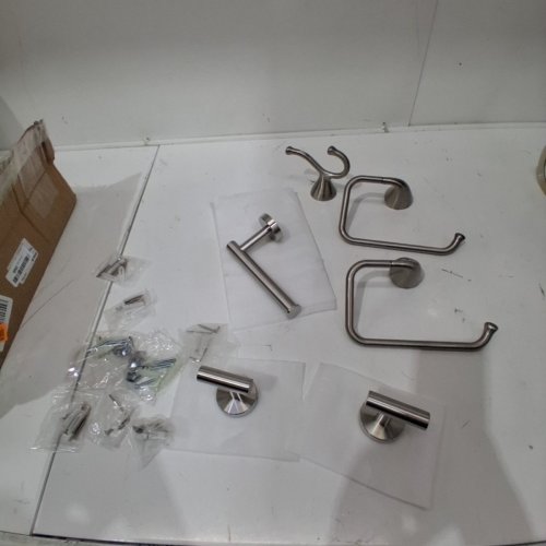 6PC BATHROOM TOWEL HOLDER BAR SETS - NICKEL/STAINLESS STEEL image 2