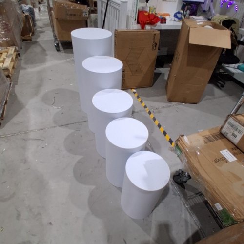 5PC ROUND CYLINDER PEDESTAL STANDS FOR PARTIES - LIGHT GREY image 2