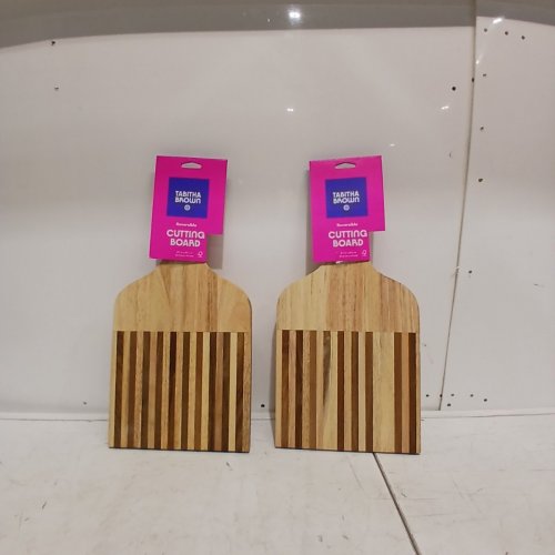 2pk TABITHA BROWN SHAPED WOOD CUTTING BOARD WITH HANDLE - 8" X 16" - BROWN image 2