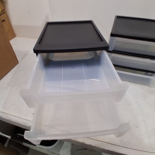 2PK IRIS USA 3-DRAWER STACKING DESKTOP ORGANIZER - BLACK/CLEAR (MODEL: CDD-X3) image 3