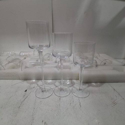 18PC CLEAR GLASS TEA CANDLE HOLDERS - 8" | 9" | 10" - CLEAR image 2