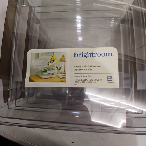 BRIGHTROOM STACKABLE 3-DRAWER SLIDE=OUT BIN - 12.6" X 12.2" X 8.75" - CLEAR (MODEL: 002-02-9443) image 4