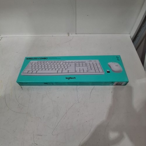 2PC LOGITECH FULL-SIZE WIRELESS COMBO - ADJUSTABLE HEIGHT KEYBOARD WITH WIRELESS MOUSE - OFF WHITE - (MODEL: 920-013290) image 2