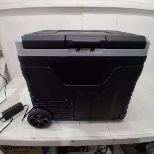 EUHOMY PORTABLE ELECTRIC COOLER AND FREEZER WITH WHEELS & 2 COMPARTMENTS - 50L - 12V DC / 110-240V AC - BLACK/GREY (MODEL: CFB-50) image 2