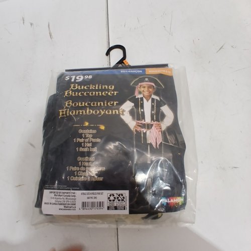 3PC BOYS PALAMON BUCKLING BUCCANEER COSTUME SHIRT, HAT, SASH BELT - MEDIUM (8/10) - WHITE/BLACK/RED/GOLD (STYLE: 6879C (L) image 2