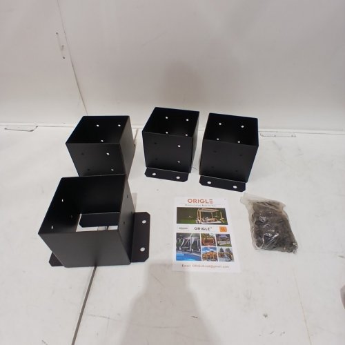 4PK ORIGLE HEAVY DUTY POWDER-COATED POST ANCHORS -6" X 6" - MATTE BLACK image 2