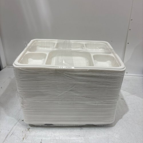 ~80PK GO4GREEN 6 COMPARTMENT FOOD TRAY - WHITE image 3