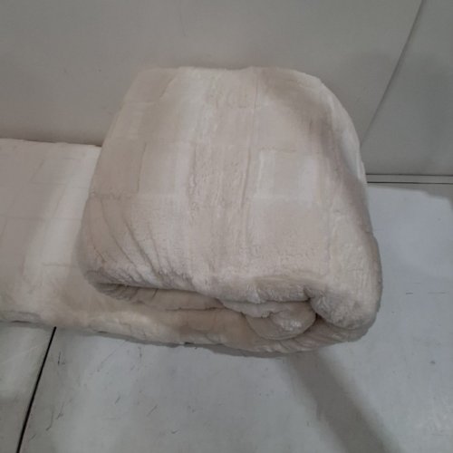 FLUFFY SOFT FLEECE PLUSHY BLANKET - QUEEN - 90" X 90" - CREAM/BEIGE image 3