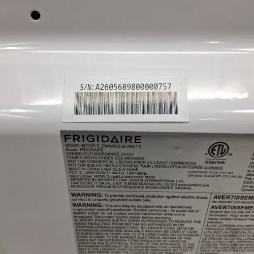 FRIGIDAIRE 900W POWERFUL COUNTERTOP MICROWAVE - 0.9 CU. FT. - WHITE (MODEL: EMW953-B-WHITE) image 8