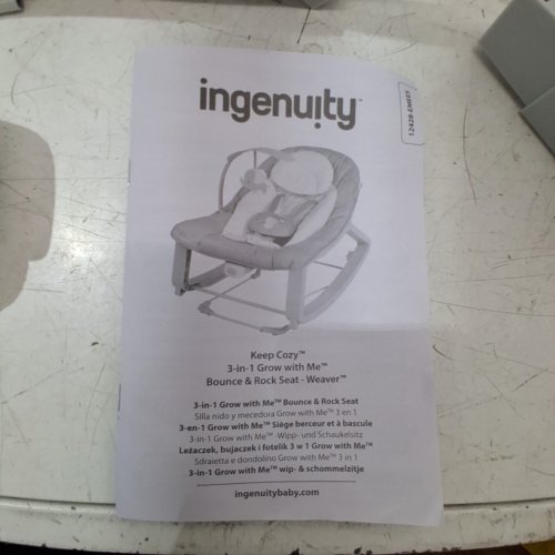 INGENUITY 3-IN-1 KEEP COZY GROW WITH ME VIBRATING BABY BOUNCER, ROCKER & CHAIR - 40LBS CAPACITY - WEAVER THEME GREY/WHITE/GREEN (MODEL: ‎12428) image 5