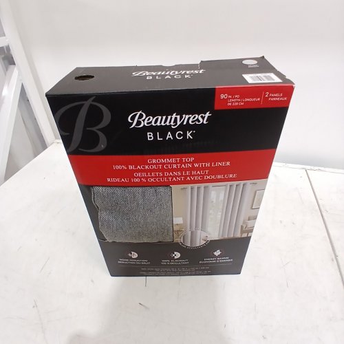 (2 PANEL) BEAUTYREST GROMMET TOP BLACKOUT CURTAIN WITH LINER - 52" X 90" - SILVER/GREY (MODEL: 6699105) image 2