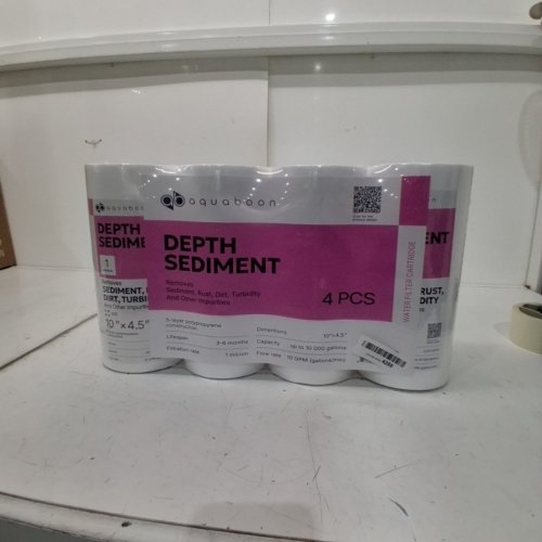 4PK AQUABOON 5 MICRON DEPTH SEDIMENT STRING WOUND WATER FILTER CARTRIDGES - 10" X 4.5" - WHITE image 2