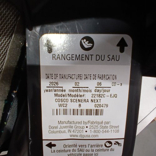 COSCO SCENERA NEXT CONVERTIBLE CAR SEAT WITH TRAVEL COVER - TRIANGLES (MODEL: 22182C-EJQ) image 2