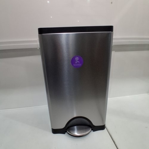 SIMPLEHUMAN STAINLESS STEEL RECTANGULAR STEP TRASH CAN - 38L - SILVER image 2