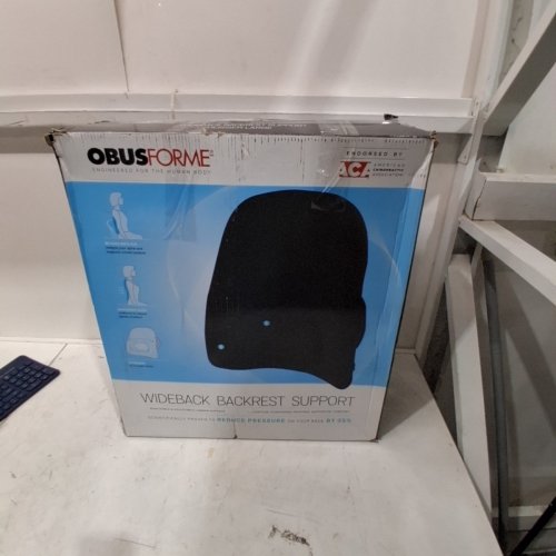 OBUSFORME PORTABLE WIDEBACK PADDED BACKREST SEAT CUSHION & LUMBAR SUPPORT PILLOW - 22" X 19" - BLACK (MODEL: WB-BLK-CBC) image 4