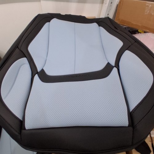 7PC COVERADO UNIVERSAL FAUX LEATHER CAR SEAT CUSHION COVER/PROTECTOR - LIGHT BLUE/BLACK image 3