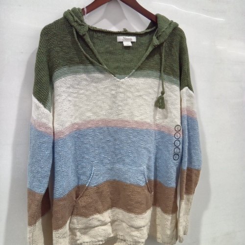 WOMENS NATURAL REFLECTIONS KNIT PULLOVER SWEATER HOODIE - LARGE - MULTI COLOUR image 2