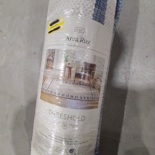 THRESHOLD BROKEN STRIPED WOVEN AREA RUG- 5FT X 7FT - CREAM/BLUE (MODEL: 066 04 7700) image 4