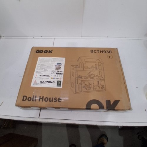 OOOK WOODEN DOLLHOUSE WITH LIFTABLE ELEVATOR - 24" X 11" X 31" - WHITE/BLUE (MODEL: BCTH930) image 5