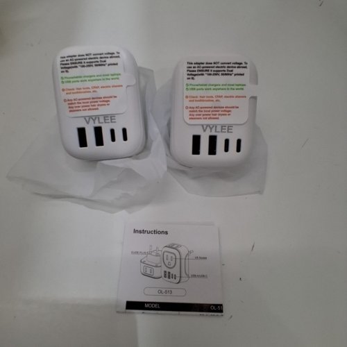 2PK VYLEE INTERNATIONAL PLUG ADAPTER WITH 4 AC OUTLETS 2 USB PORTS - 20W - WHITE image 3