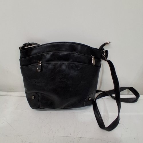 AODEBIAO VINTAGE LEATHER CROSSBODY BAG - 9"X7.8" - BLACK image 2