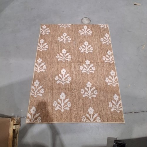LINNOME OUTDOOR RUG BOHO FLORAL PATTERN WEATHER RESISTANT - 4FTX3FT - BEIGE image 2