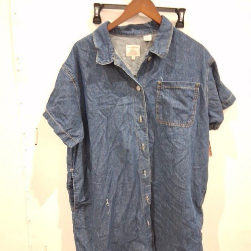 WOMEN'S LEVI STRAUSS SIGNATURE SHORT SLEEVE DENIM BUTTON FRONT SHIRT DRESS - EXTRA LARGE - BLUE (STYLE: 004S30000) image 2