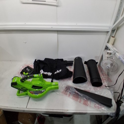 GREENWORKS 2-SPEED LEAF BLOWER/VACUUM WITH BATTERY - 375CFM/230MPH - 12A - GREEN/BLACK (MODEL: BVF443) image 3