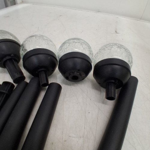4PK CRACKLE SOLAR GARDEN LIGHTS - 11" - BLACK/CRACKLE GLASS image 3