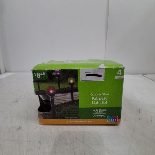 4PK CRACKLE SOLAR GARDEN LIGHTS - 11" - BLACK/CRACKLE GLASS image 4