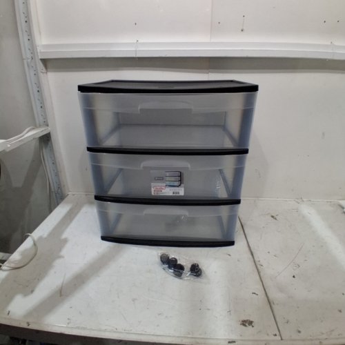 STERILITE 3-DRAWER STORAGE UNIT WITH WHEELS - 15.2" X 21 .8" X 25.6" - GREY / BLACK (ITEM: 2930LAB 9C) image 2